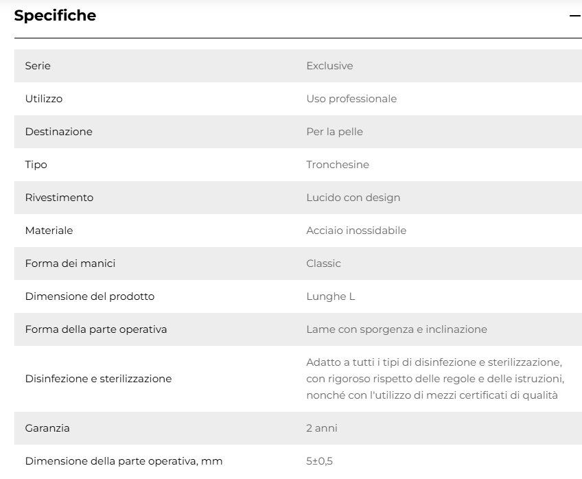 TRONCHESI PER PELLI - LINEA EXCLUSIVE 20