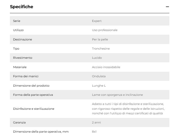 TRONCHESI PER PELLI - LINEA EXPERT 20