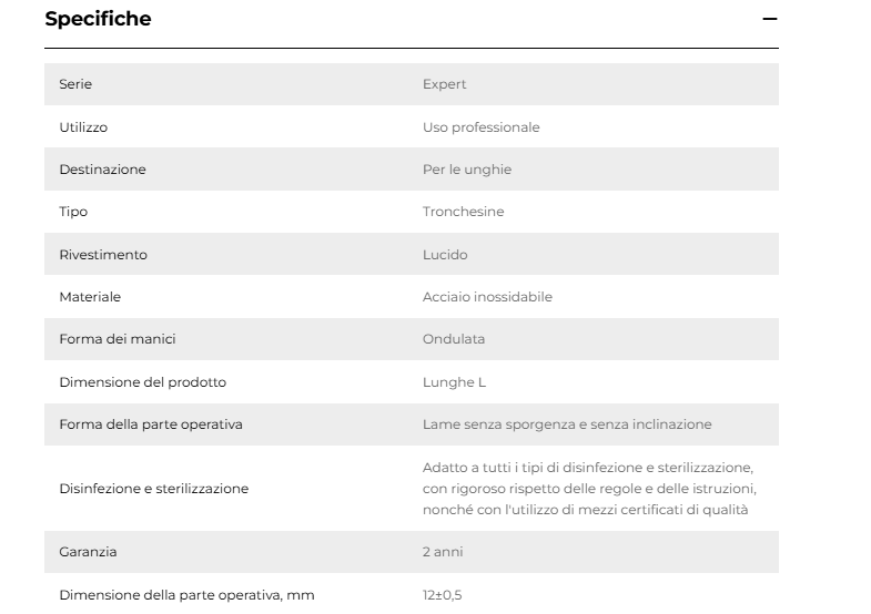 TRONCHESI PER UNGHIE - LINEA EXPERT 60